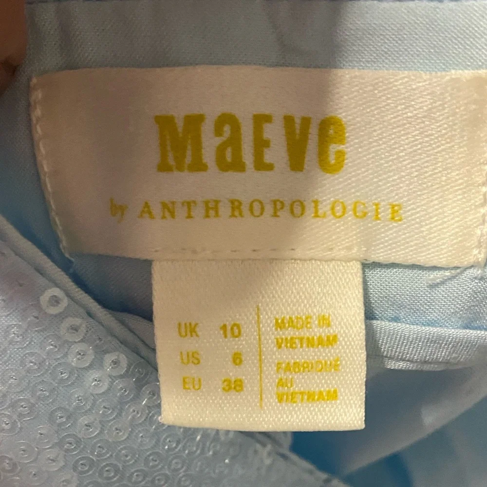 T36- MAEVE Baby Blue Sequined Pleated Wide Leg AVERY Trouser - Picture 7 of 9